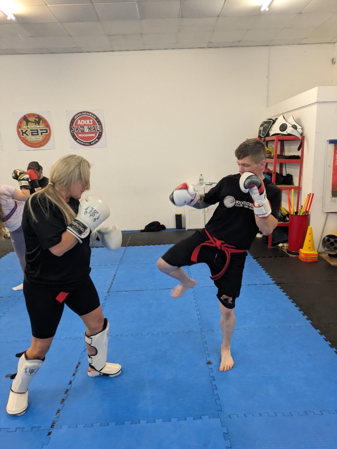 Adult boxing and striking practice at John McKean Academy